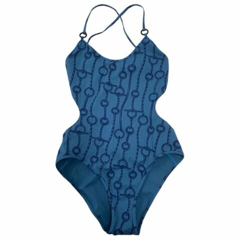 🌟Hermes 女仕連身泳衣/藍綠色系/豬鼻圖騰 泳衣 XS-S號  全新吊牌在