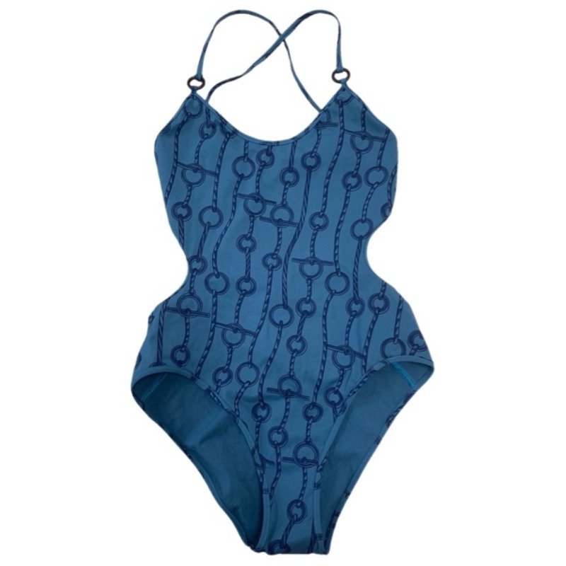 🌟Hermes 女仕連身泳衣/藍綠色系/豬鼻圖騰 泳衣 XS-S號  全新吊牌在-0