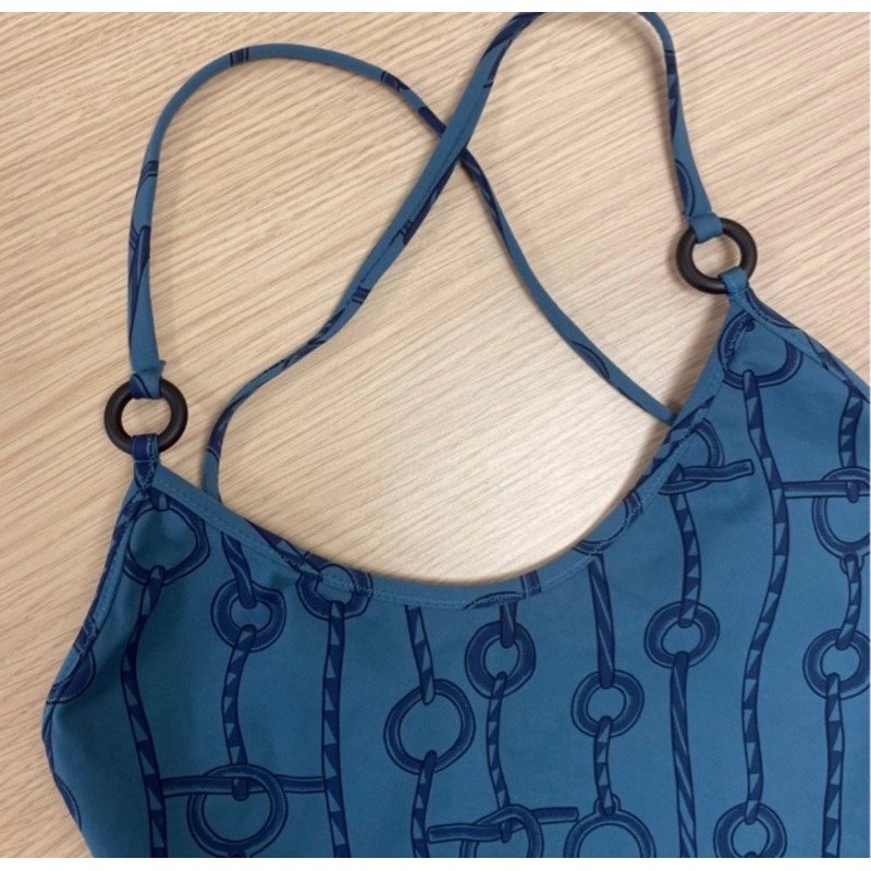 🌟Hermes 女仕連身泳衣/藍綠色系/豬鼻圖騰 泳衣 XS-S號  全新吊牌在-2