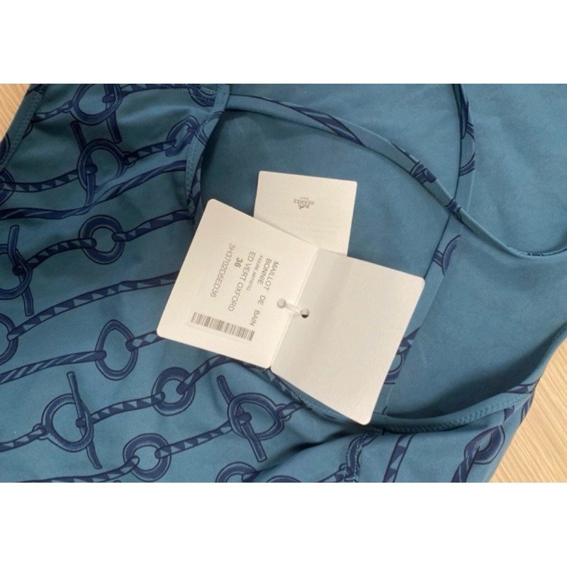 🌟Hermes 女仕連身泳衣/藍綠色系/豬鼻圖騰 泳衣 XS-S號  全新吊牌在-3
