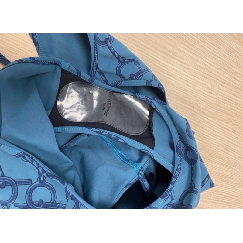 🌟Hermes 女仕連身泳衣/藍綠色系/豬鼻圖騰 泳衣 XS-S號  全新吊牌在-4