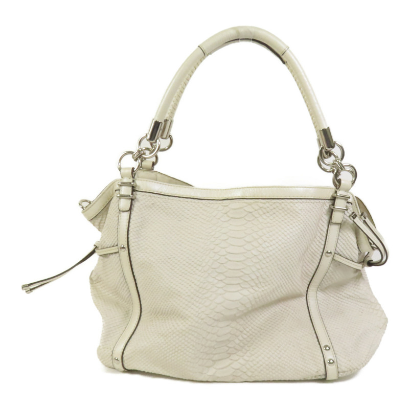 COACH 牛皮皮革2way Shoulder Bag銀扣手挽肩背兩用袋-1