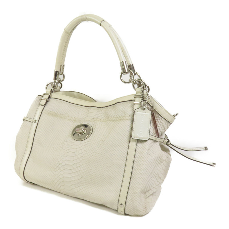 COACH 牛皮皮革2way Shoulder Bag銀扣手挽肩背兩用袋-2