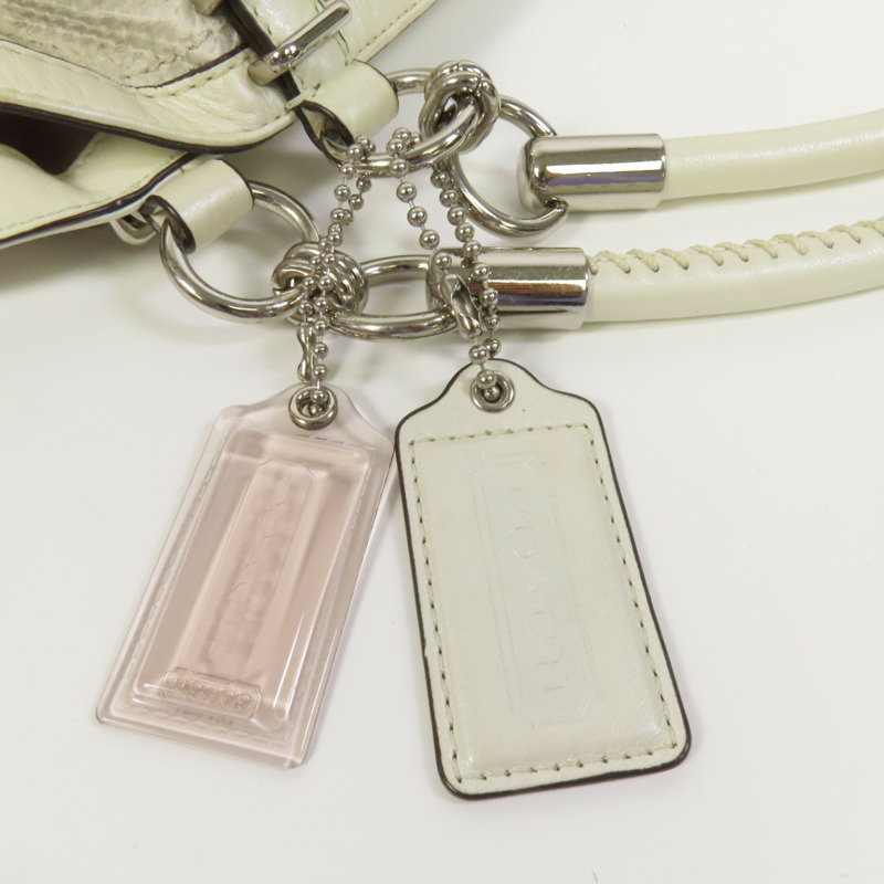 COACH 牛皮皮革2way Shoulder Bag銀扣手挽肩背兩用袋-7