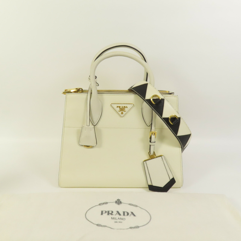 PRADA Saffiano皮革Shoulder Bag金扣手挽肩背兩用袋-13