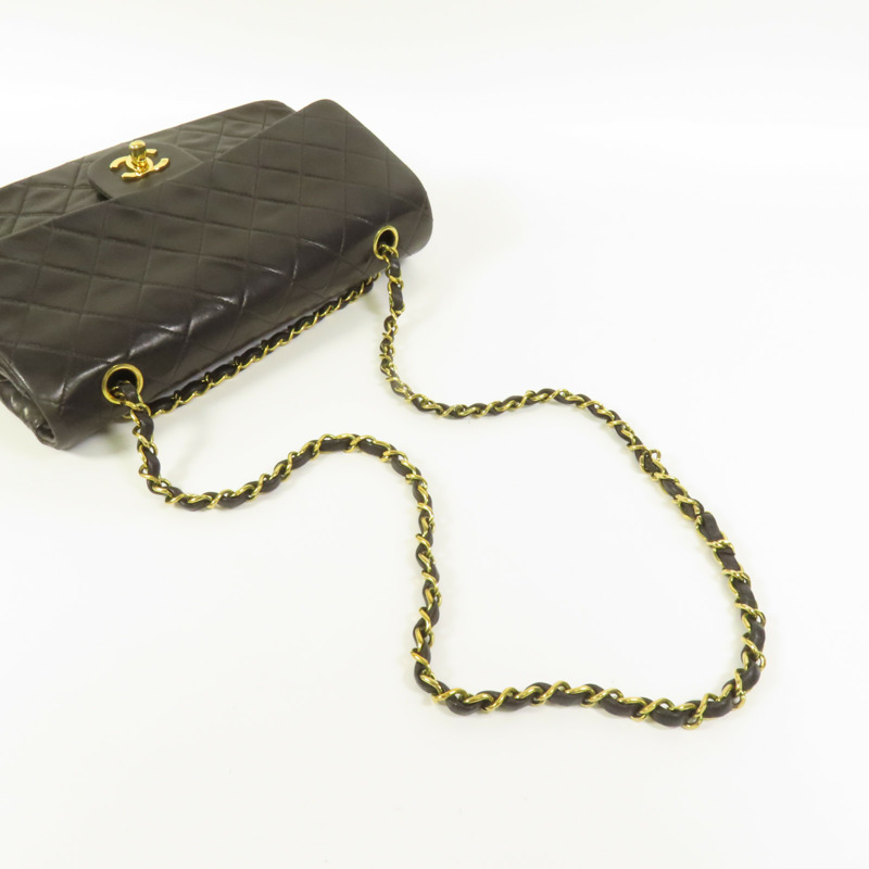 CHANEL 羊皮皮革Vintage Classic 25金扣鏈帶肩背袋-5