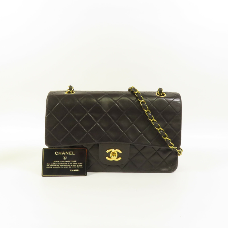 CHANEL 羊皮皮革Vintage Classic 25金扣鏈帶肩背袋-11