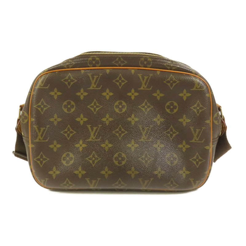 LOUIS VUITTON Monogram Reporter PM金扣肩背袋棕色-1