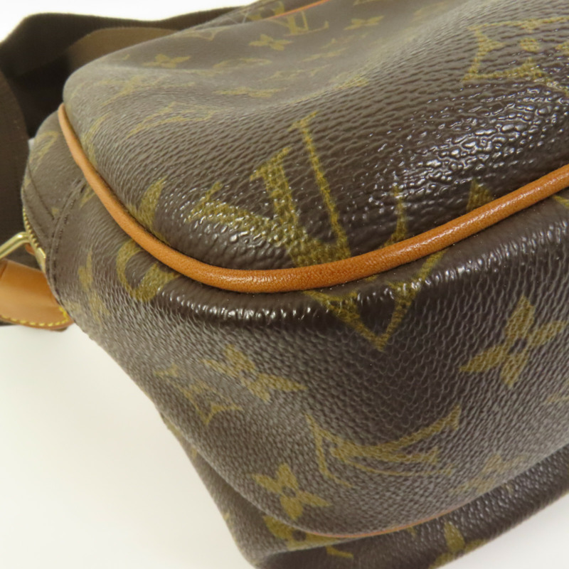 LOUIS VUITTON Monogram Reporter PM金扣肩背袋棕色-10