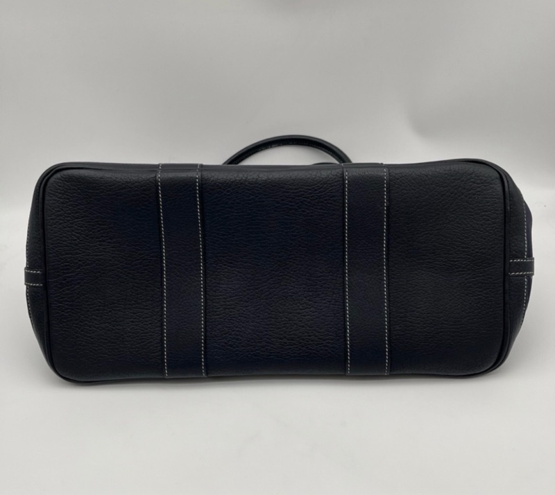 「JL精品代購」愛馬仕深藍色帆布拼皮花園36手提托特包-6