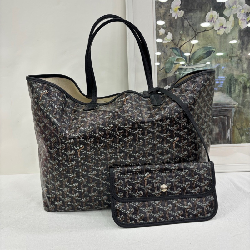 GOYARD/戈雅黑色Y字印花小號單肩購物袋-0