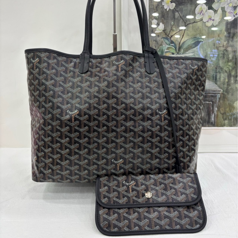 GOYARD/戈雅黑色Y字印花小號單肩購物袋-1