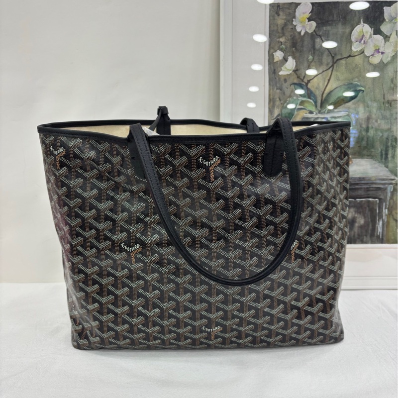 GOYARD/戈雅黑色Y字印花小號單肩購物袋-2