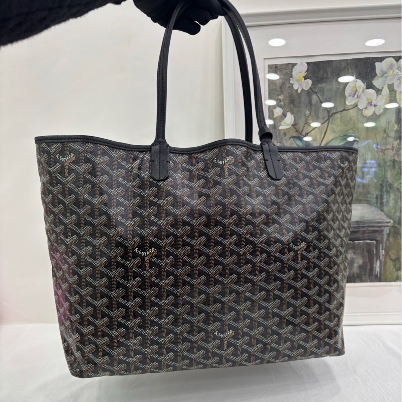 GOYARD/戈雅黑色Y字印花小號單肩購物袋-6