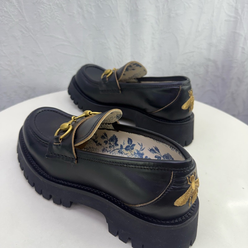 Gucci 厚底黑色皮鞋-4