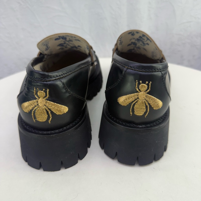 Gucci 厚底黑色皮鞋-5