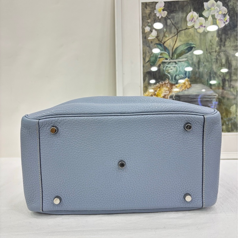 Hermes愛馬仕Lindy30 J7 亞麻藍 Blue Lin 框Q刻-4