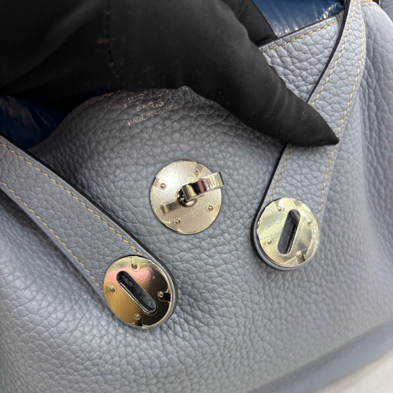 Hermes愛馬仕Lindy30 J7 亞麻藍 Blue Lin 框Q刻-6