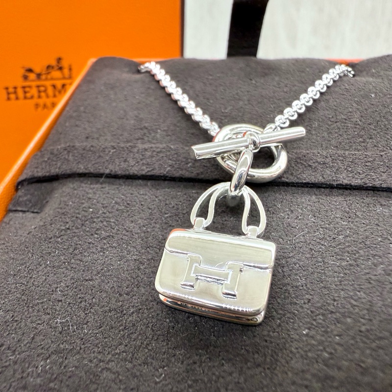 HERMES925銀色康康項鍊H121324B00-3