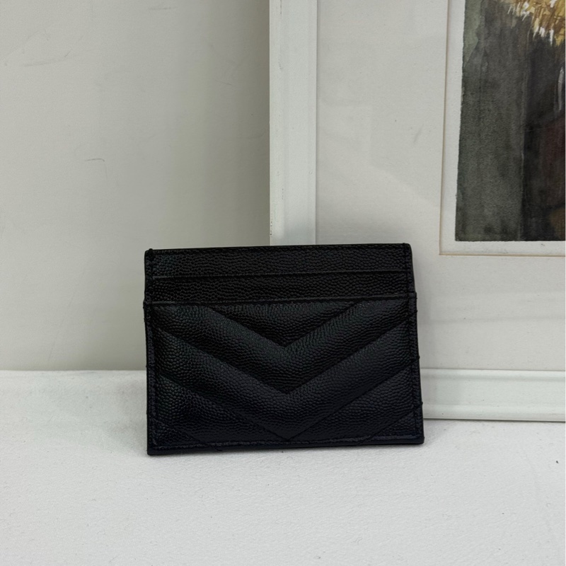 YSL聖羅蘭 魚子醬荔枝紋黑色金標錢包卡包-2