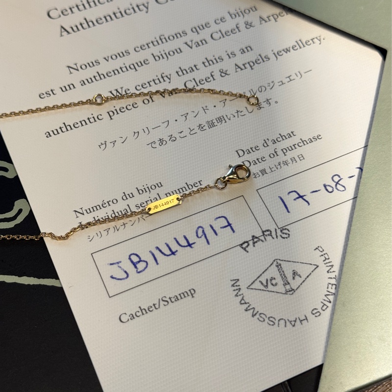 近全新 VCA 白貝母中花18k金項鍊 Vintage Alhambra-6