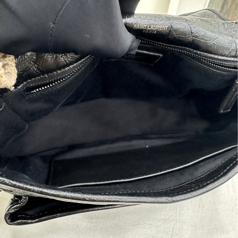 YSL/聖羅蘭，Niki中號，油蠟皮，黑銀鏈條包，尺寸：28*8*20cm-8