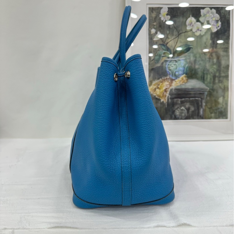HERMES愛馬仕 Garden Party 花園 36霧霾藍銀扣 A刻-2