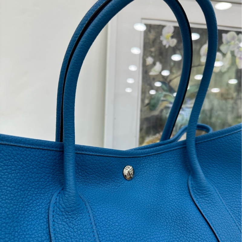 HERMES愛馬仕 Garden Party 花園 36霧霾藍銀扣 A刻-6