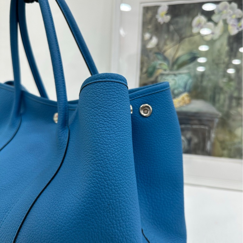 HERMES愛馬仕 Garden Party 花園 36霧霾藍銀扣 A刻-7