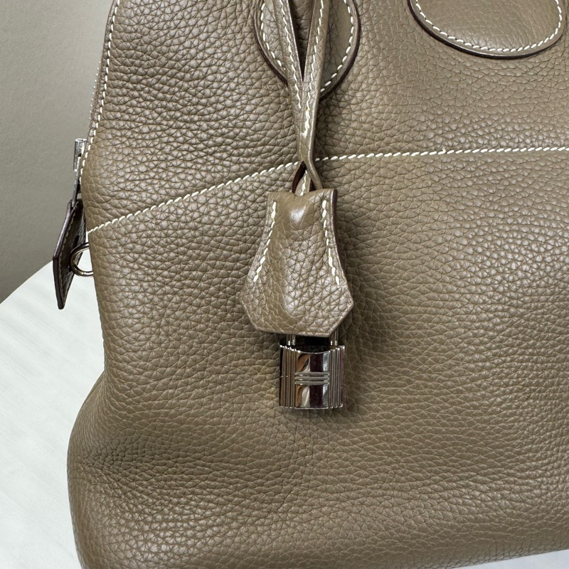 Hermes 大象灰保齡球Bolide 31 TC皮、銀鎖可手提、單肩-17
