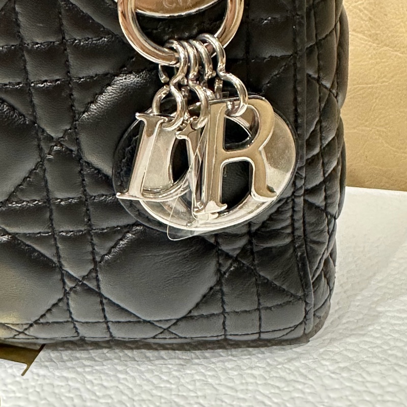 (已保留)大全配🈶購證❤️ Dior #lady #黑銀 #戴妃包 #三格-4