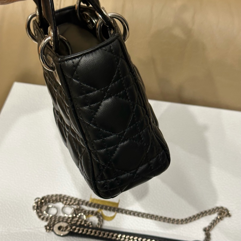 (已保留)大全配🈶購證❤️ Dior #lady #黑銀 #戴妃包 #三格-8