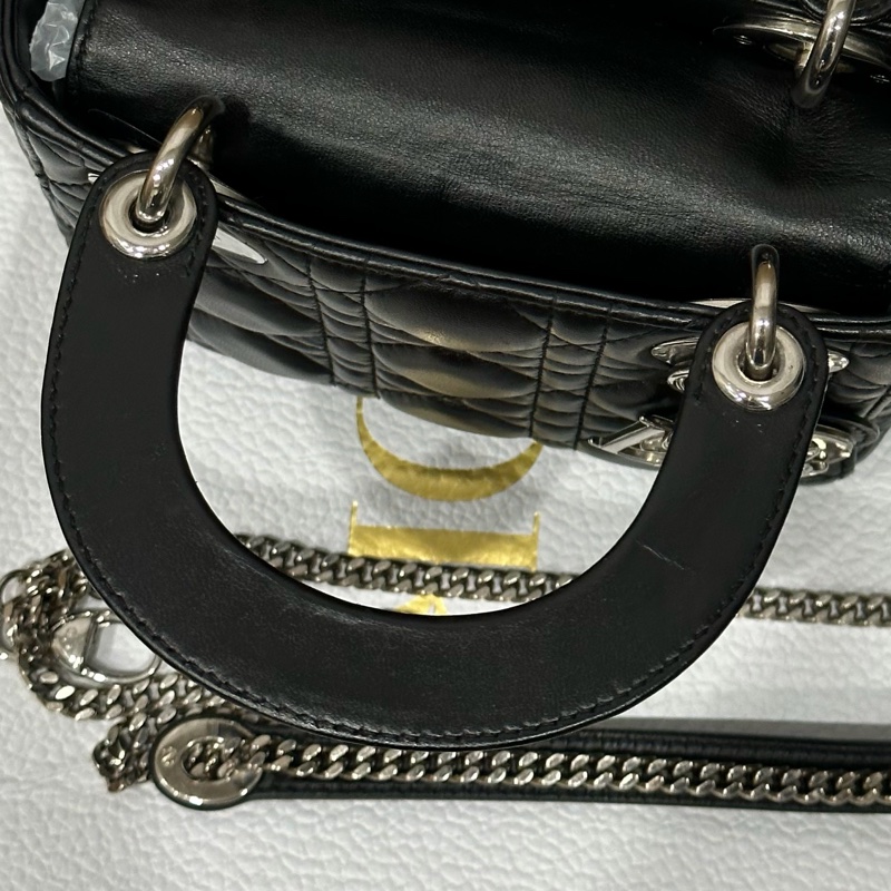 (已保留)大全配🈶購證❤️ Dior #lady #黑銀 #戴妃包 #三格-26