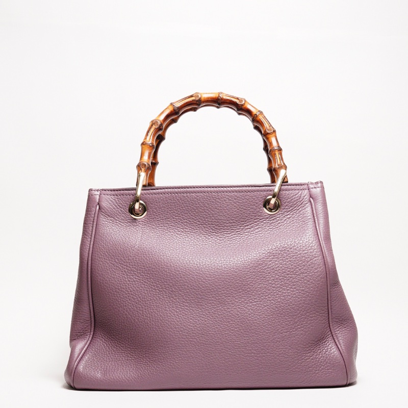 GUCCI 荔枝皮竹節手提包(附背帶）-1