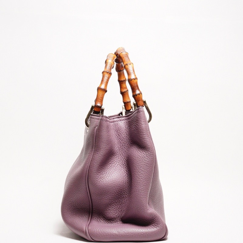 GUCCI 荔枝皮竹節手提包(附背帶）-2