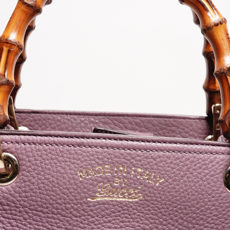 GUCCI 荔枝皮竹節手提包(附背帶）-9