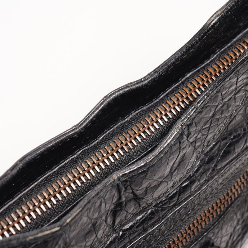 Balenciaga hip復古黑色羊皮斜背包-7