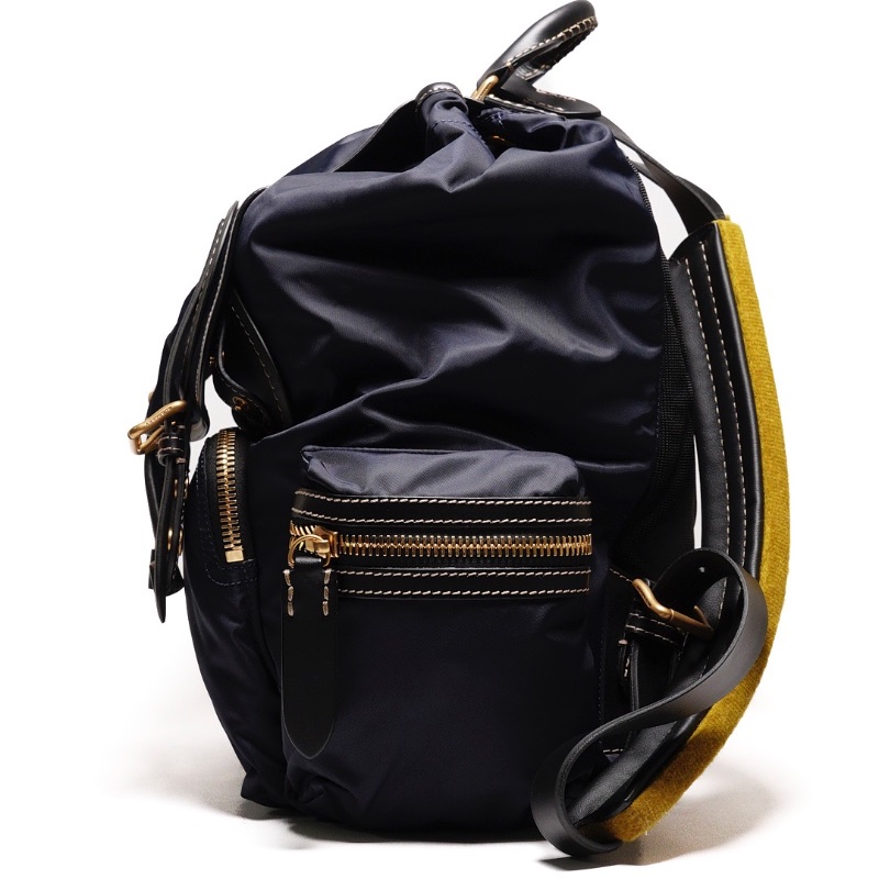 BURBERRY  The Rucksack Vintage 經典金色LOGO翻蓋中型後背包(藍色/M)-2