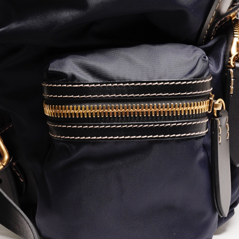 BURBERRY  The Rucksack Vintage 經典金色LOGO翻蓋中型後背包(藍色/M)-8