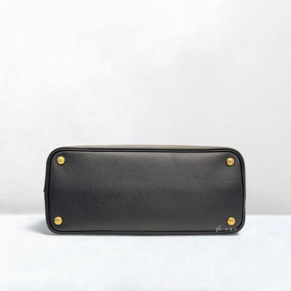 Prada 包包Saffiano黑牛皮雙層內裡紅色中號托特包-4