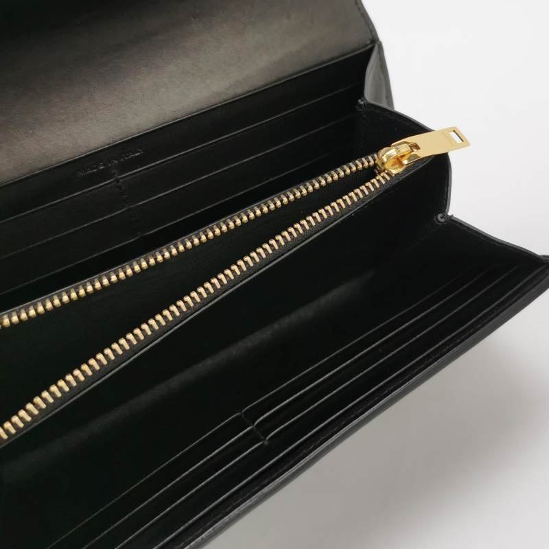 Saint Laurent牛皮純色金屬字母logo錢包-5