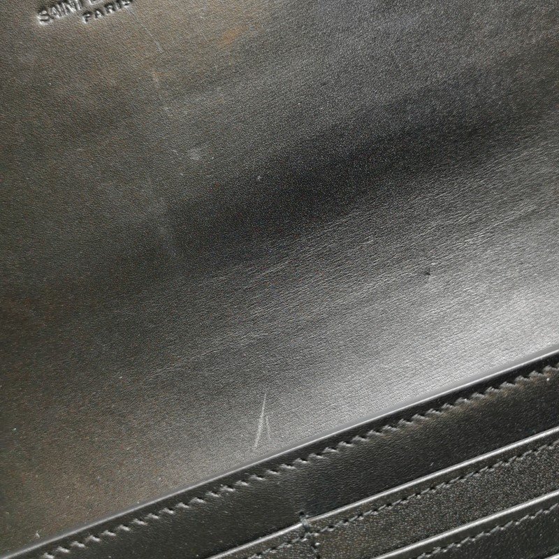 Saint Laurent牛皮純色金屬字母logo錢包-8