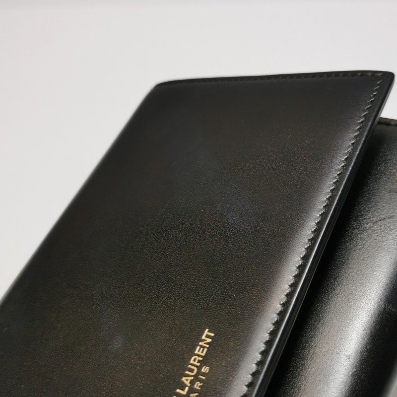 Saint Laurent牛皮純色金屬字母logo錢包-12