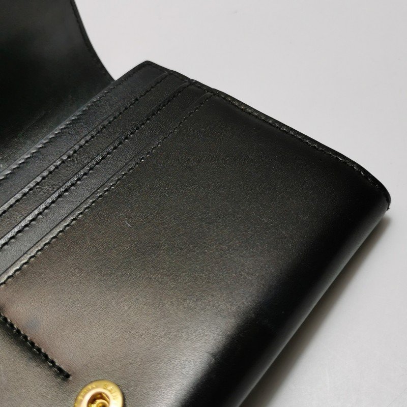 Saint Laurent牛皮純色金屬字母logo錢包-13