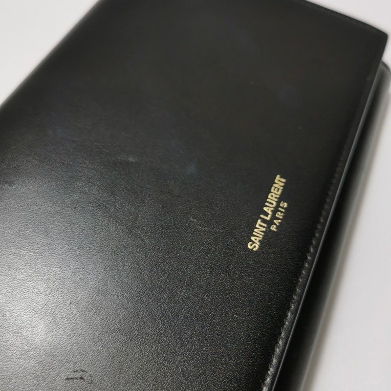 Saint Laurent牛皮純色金屬字母logo錢包-14