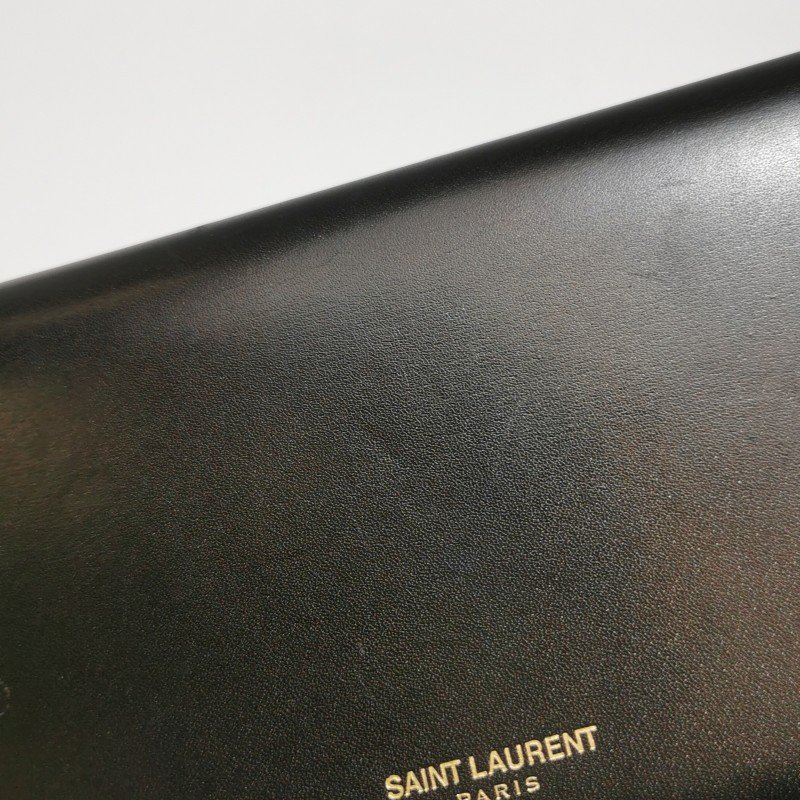 Saint Laurent牛皮純色金屬字母logo錢包-17