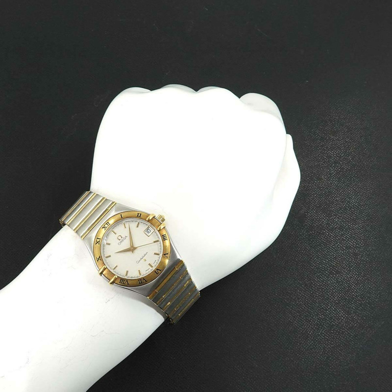 歐米茄星座系列雙色1312 30男士腕錶，附日期顯示，銀/黃金石英機芯-2