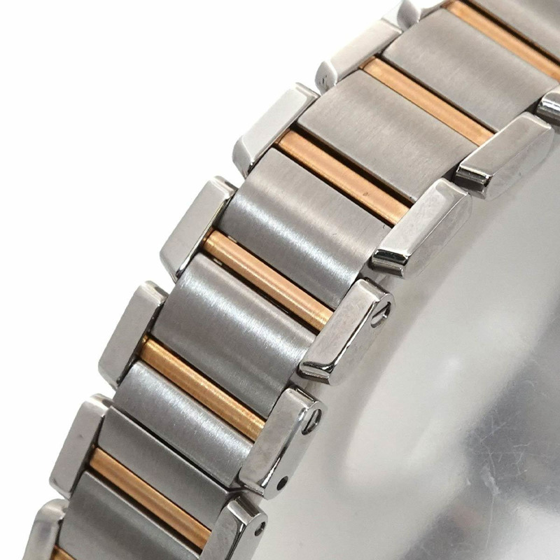 卡地亞 Tank Française SM 雙色腕錶 W51027Q4 女士粉紅貝殼 18K 金石英錶-6