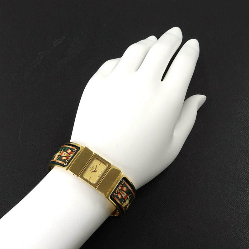 愛馬仕 Loquet LO1 201 女士手鐲腕錶，琺瑯金石英機芯-2