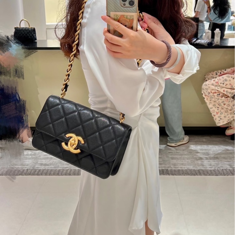 JK國際二手精品✨Chanel大雙C荔枝粗鍊包 25cm 芯片款-1